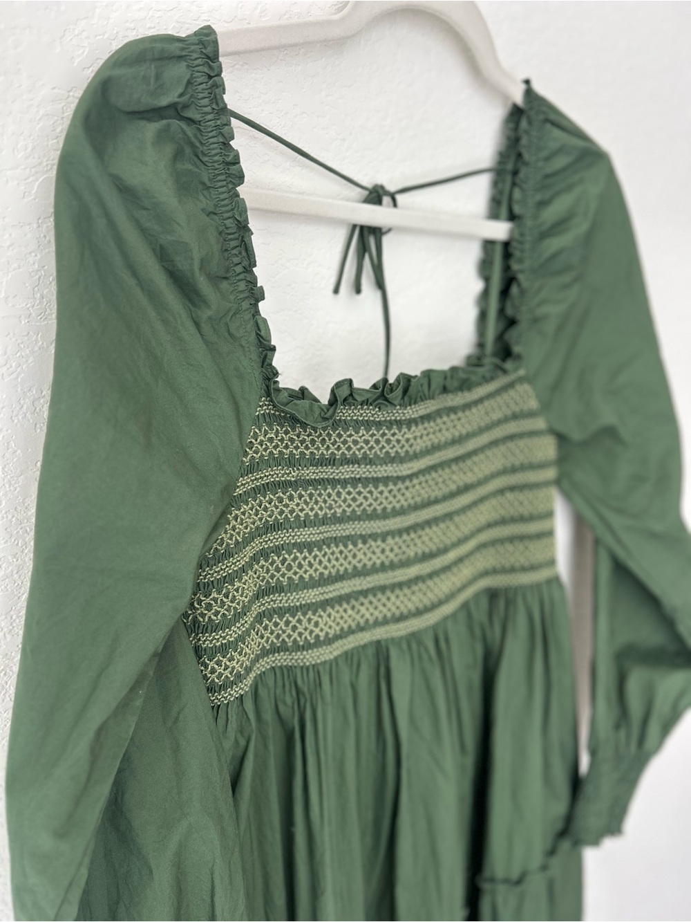 Hill House Olive Green Long Sleeve Midi Dress